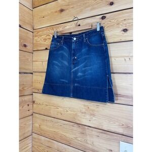 Levis Denim Mini Skirt Medium Wash Side Slit Jean Skirt Womens Size 30